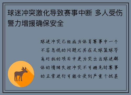 球迷冲突激化导致赛事中断 多人受伤警力增援确保安全